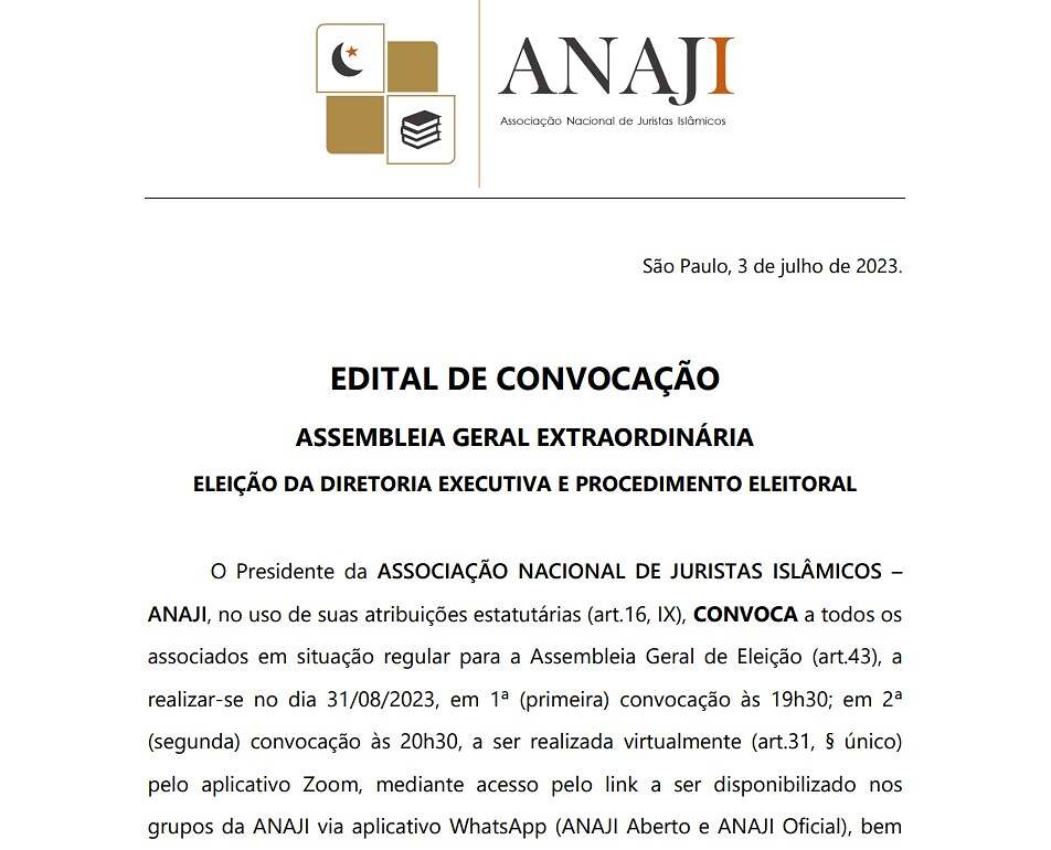 EDITAL DE CONVOCAÇÃO - ANAJI